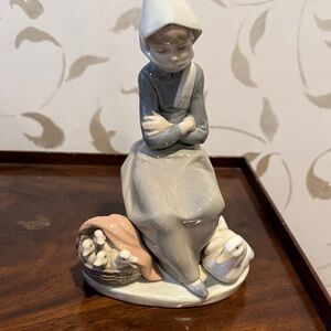Porcelain Figurine of a Girl with Basket and Duck